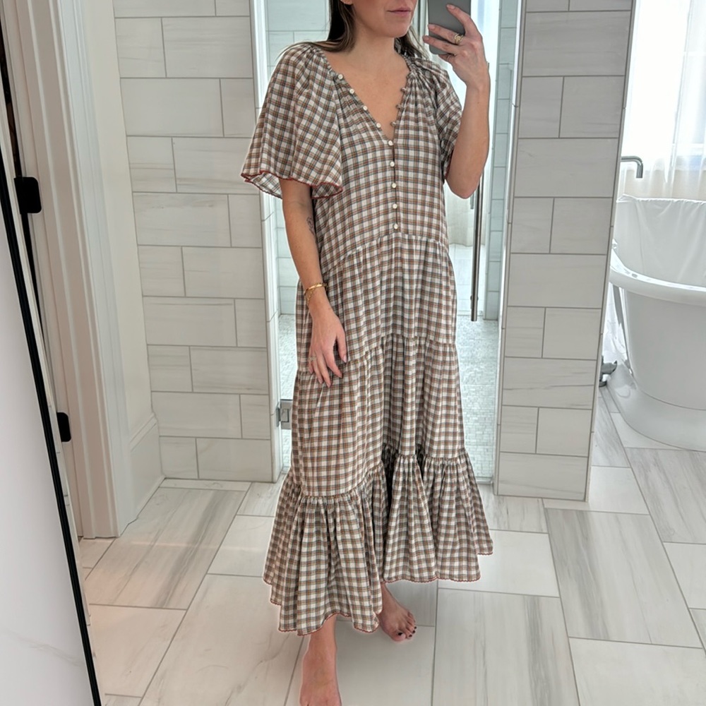 The Great plaid dress. Maxi, unlined, buttons in front. Fits oversized and comfy